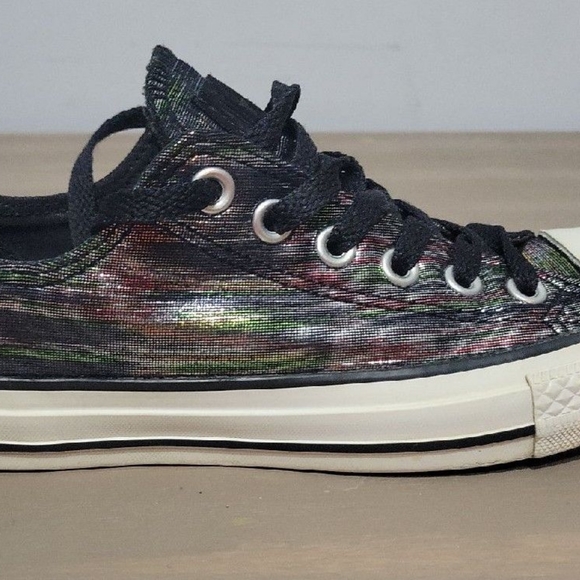 Converse All Star Shimmer Low Womens Size 6.5 Black Metallic Rainbow - Picture 4 of 8